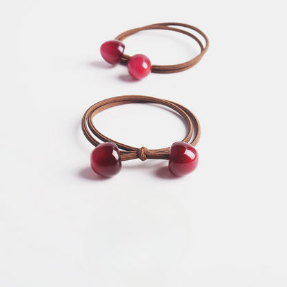 Cherry double strand hair tie