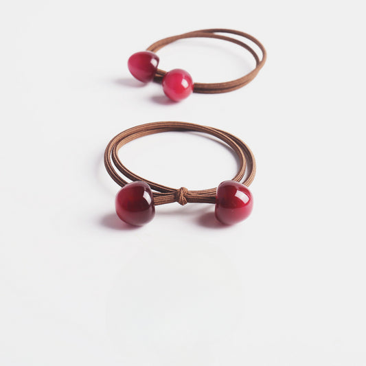 Cherry double strand hair tie