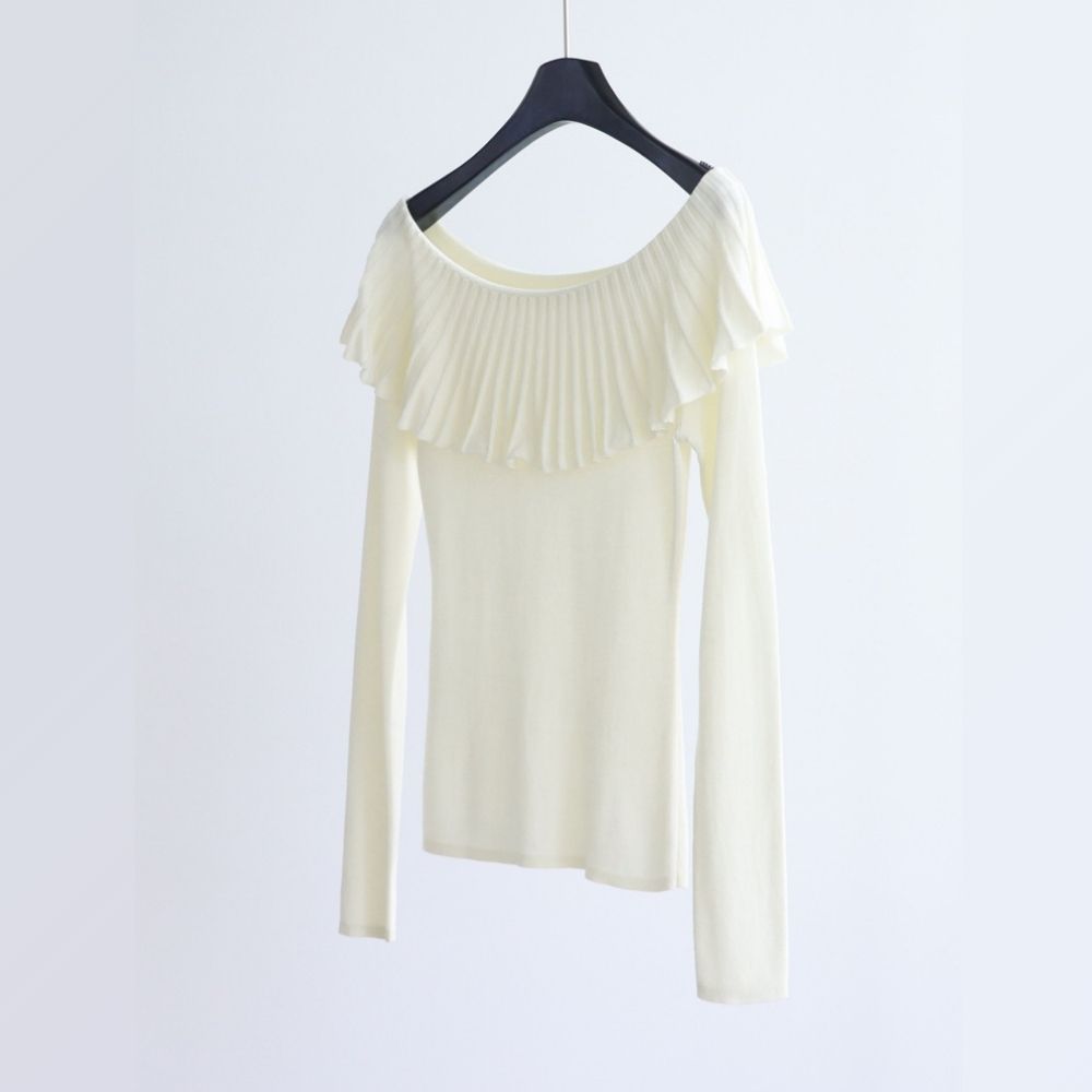 Off-Shoulder Pleated Knit Top | 5 Colors