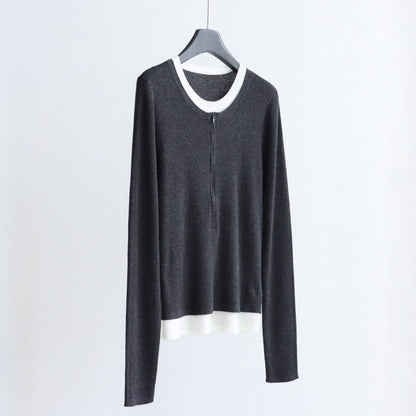 Layered Zip-Front Wool Knit Top | 4 Colors