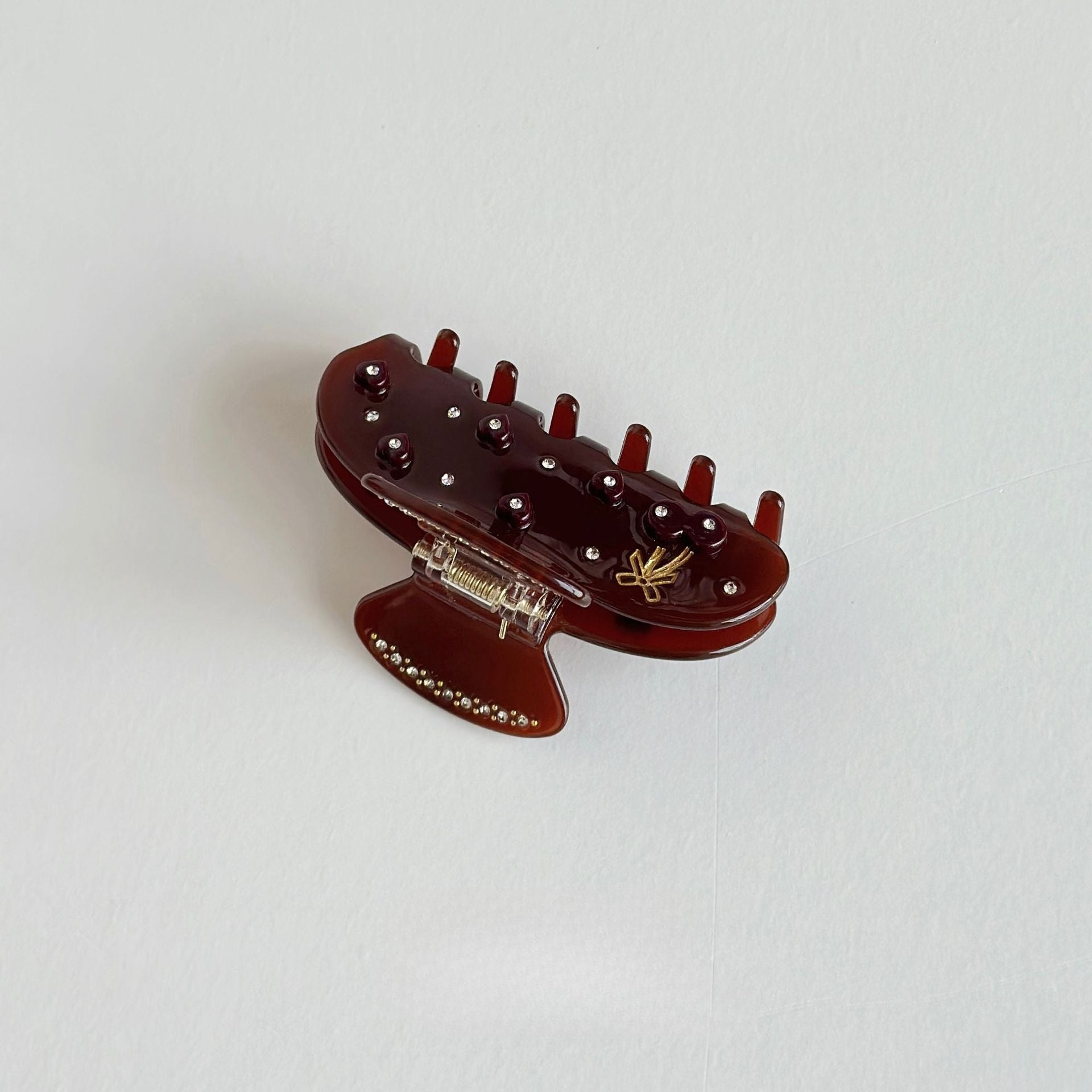 Cherry Heart Rhinestone Hair Claw | Medium