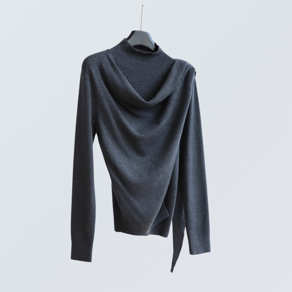 Draped Half-Turtleneck Wool-Blend Knit Top | 7 Colors