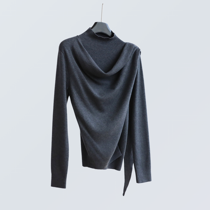 Draped Half-Turtleneck Wool-Blend Knit Top | 7 Colors
