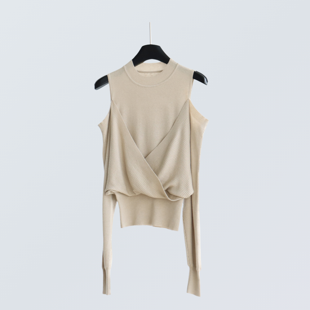 Layered Cold Shoulder Wool Knit Top | 6 Colors