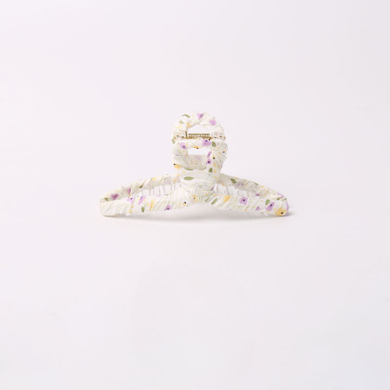 Floral fabric wrapped large hair clips