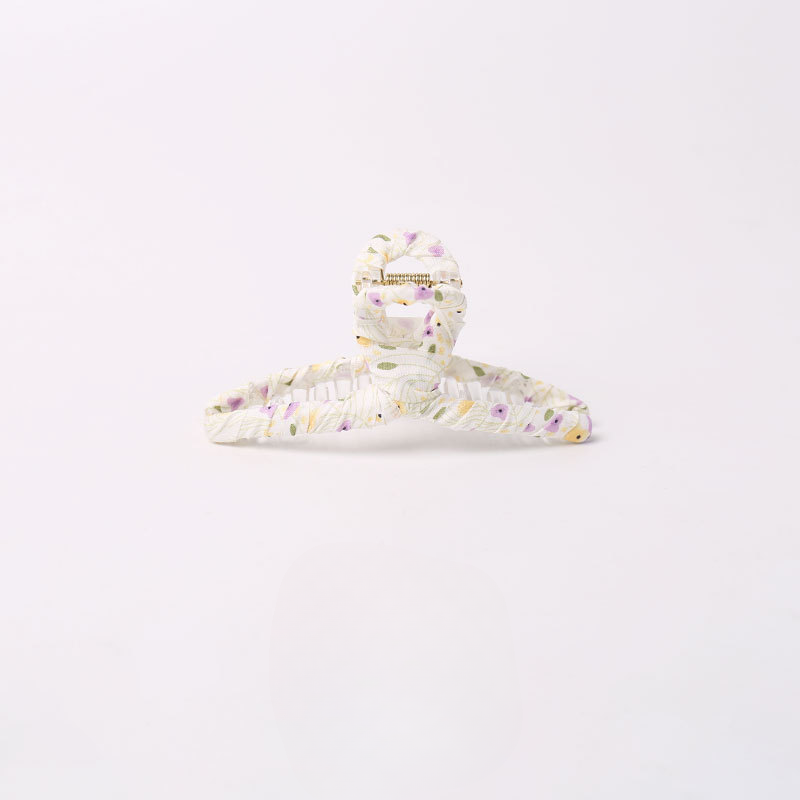 Floral fabric wrapped large hair clips