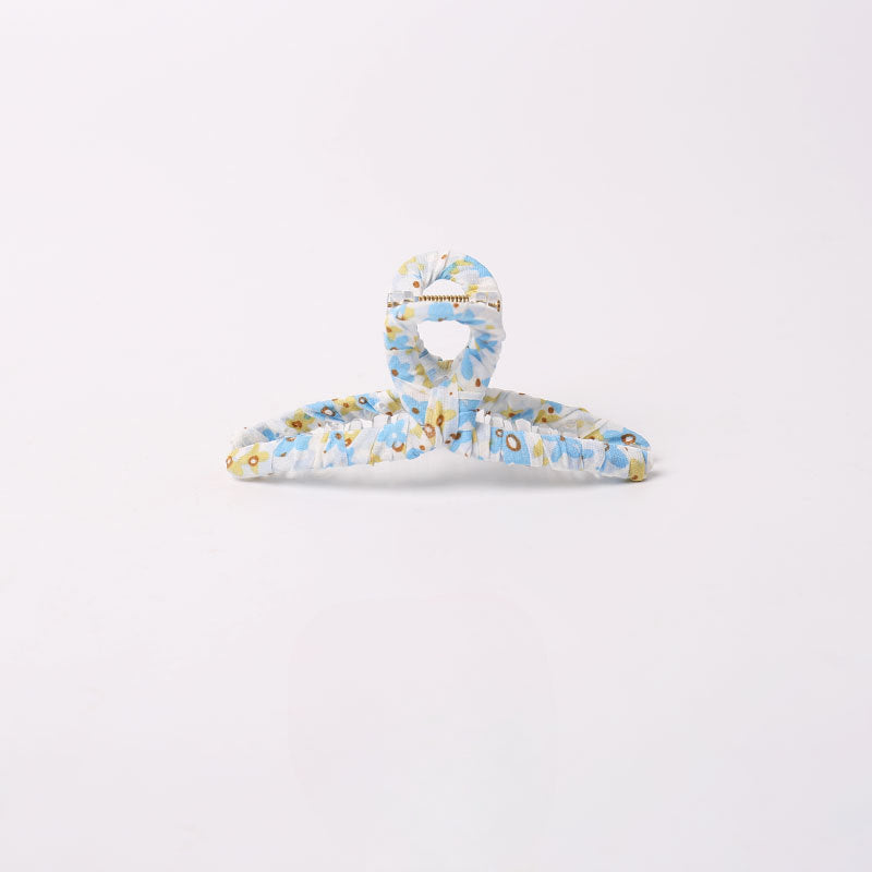 Floral fabric wrapped large hair clips