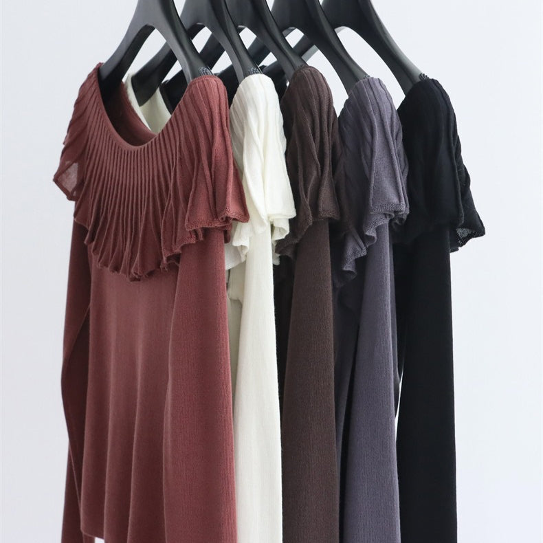 Off-Shoulder Pleated Knit Top | 5 Colors