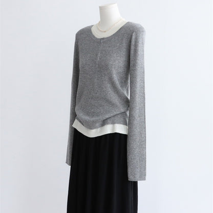 Layered Zip-Front Wool Knit Top | 4 Colors