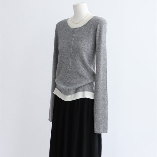 Layered Zip-Front Wool Knit Top | 4 Colors