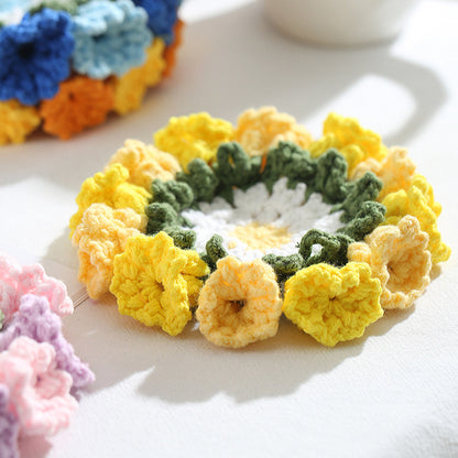 Hand-knitted Bell orchid coaster