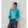 Pokiovo Off Shoulder Military Inspired Sweatshirt
