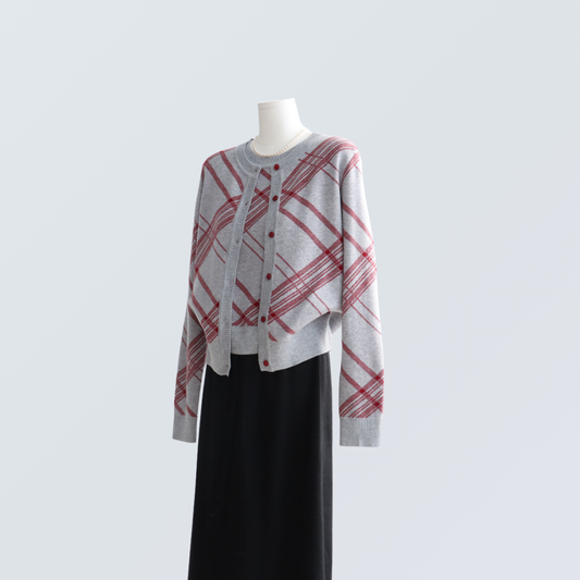 Plaid Wool-Blend Knit  Set  | 2 Colors
