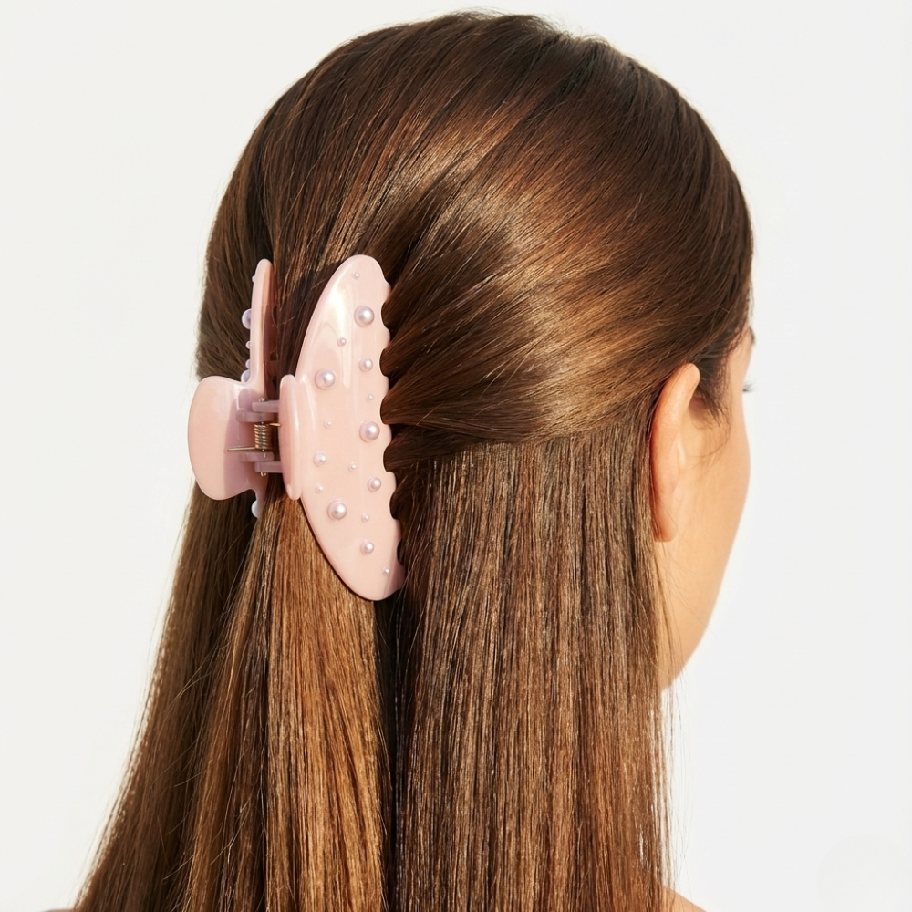 Pearl-Accent Acrylic Hair Claw