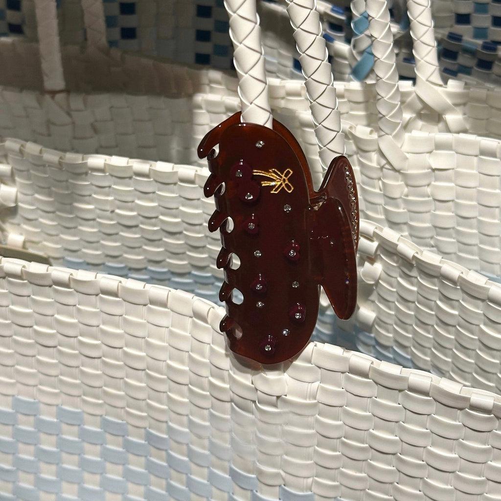 Cherry Heart Rhinestone Hair Claw | Medium