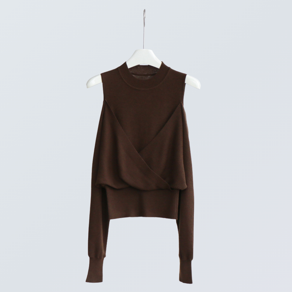 Layered Cold Shoulder Wool Knit Top | 6 Colors