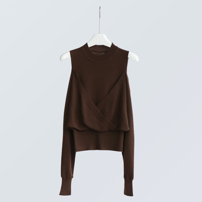 Layered Cold Shoulder Wool Knit Top | 6 Colors