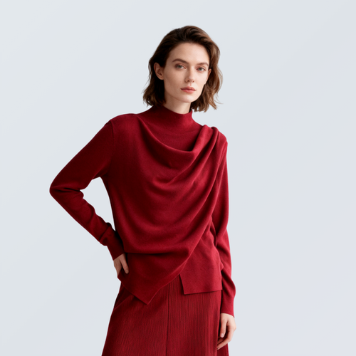 Top de punto de lana con cuello alto y drapeado – 7 colores 