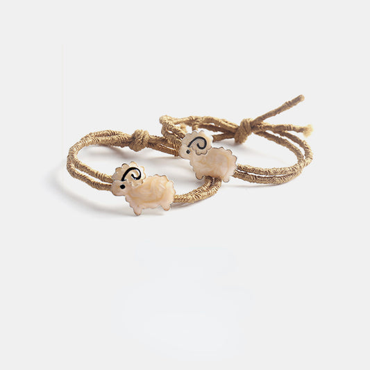 Elastic knitted cute sheep hair tie