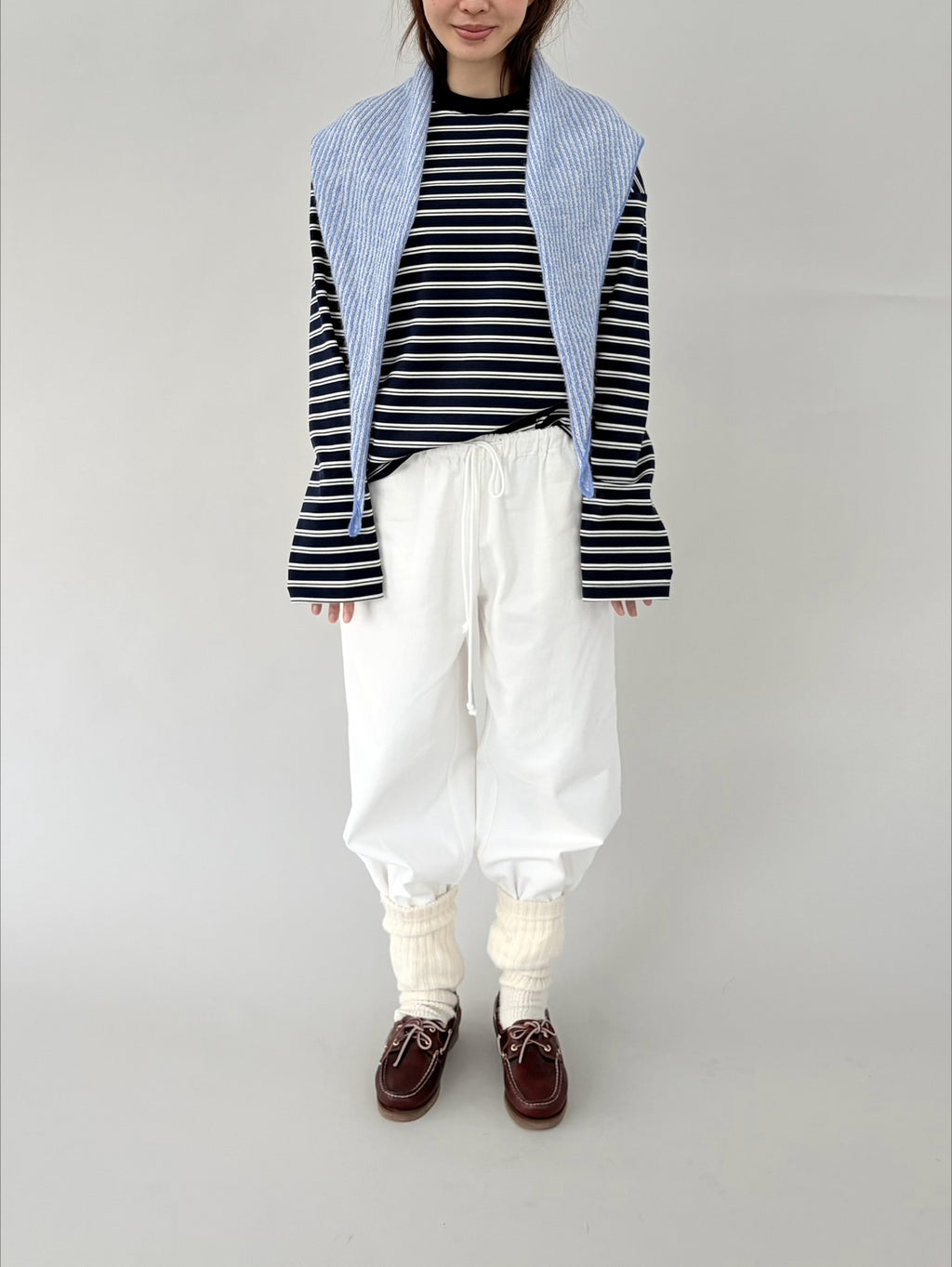 Ovina White Wide Leg Cotton Trousers
