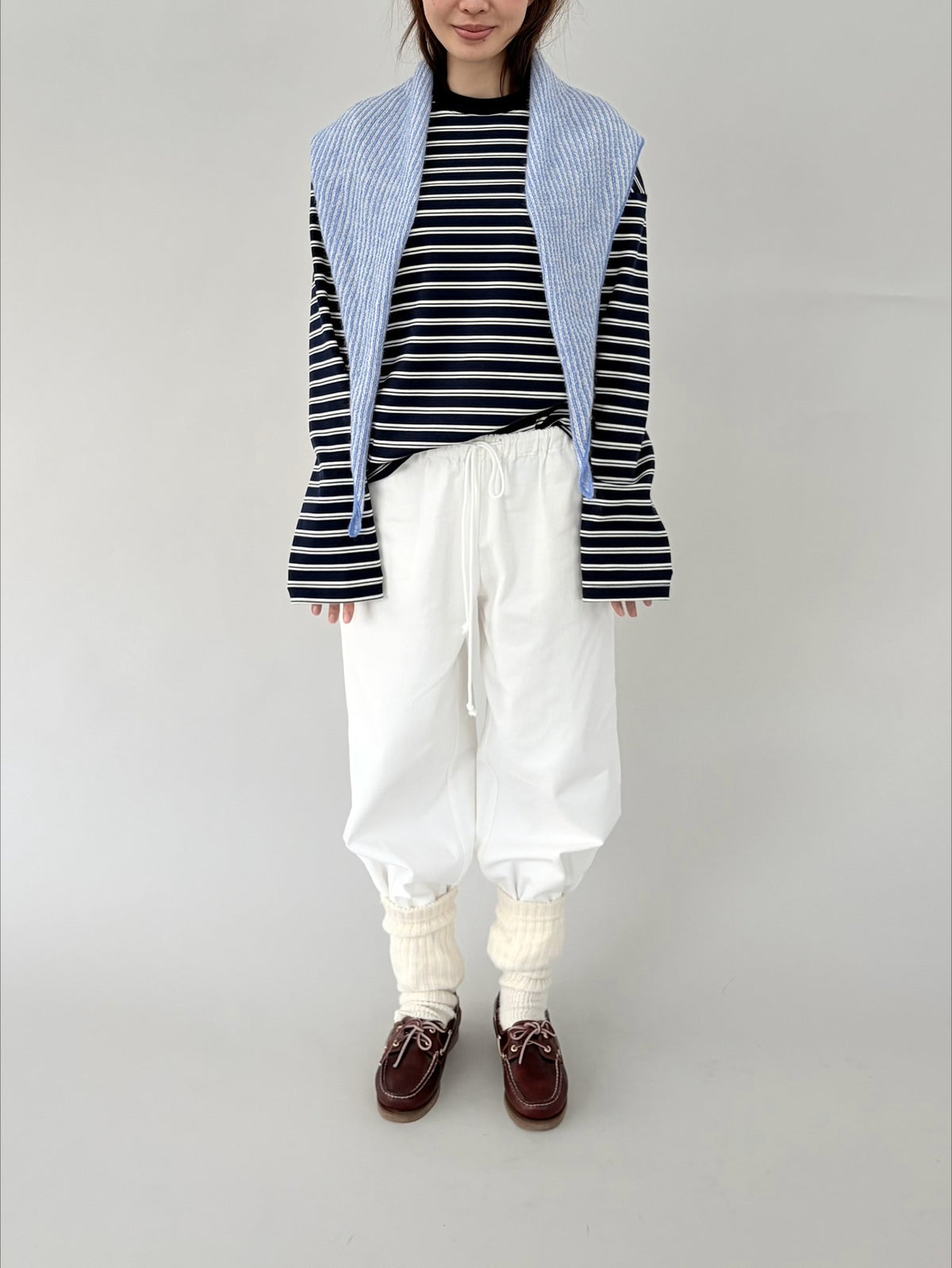 Ovina White Wide Leg Cotton Trousers