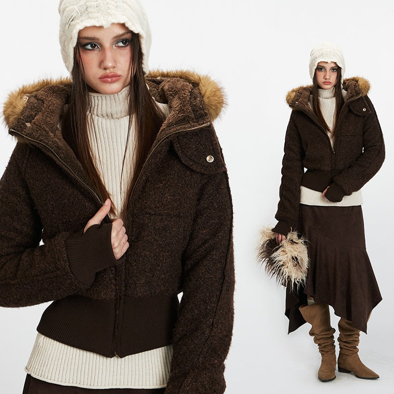 Thickened fur collar jacket | 2 color