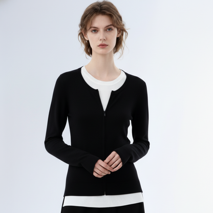 Layered Zip-Front Wool Knit Top | 4 Colors
