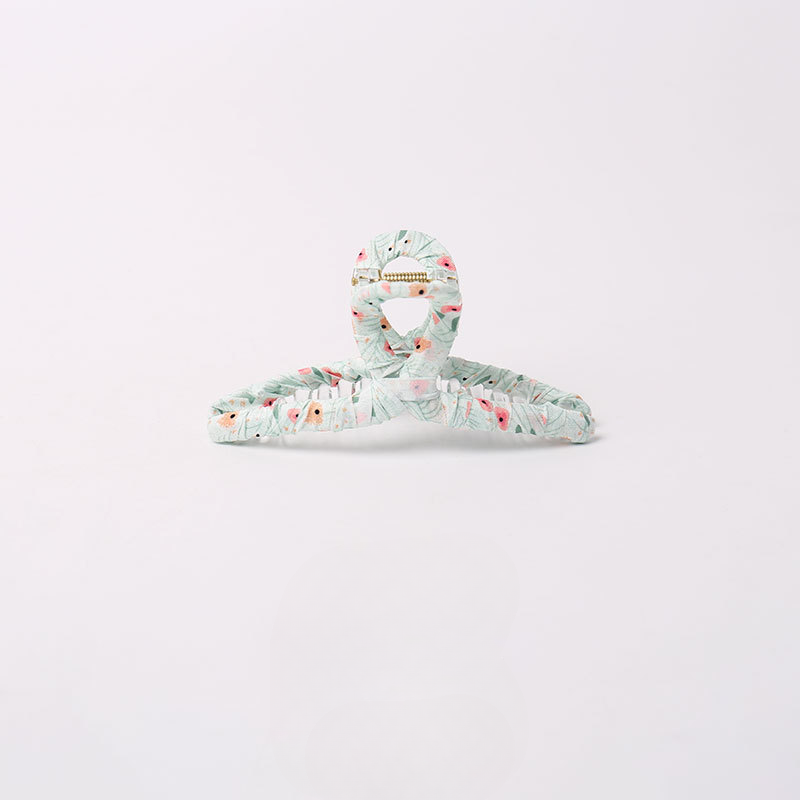 Floral fabric wrapped large hair clips