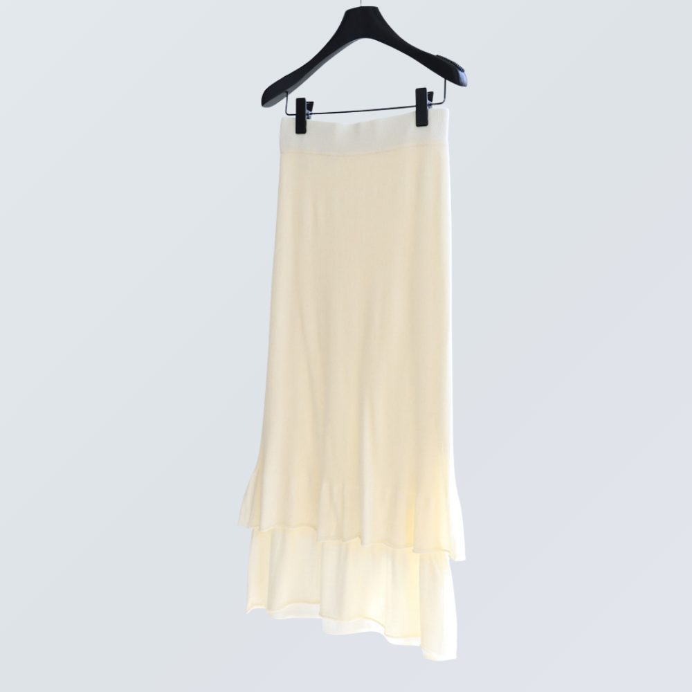 Wool Blend Henley Knit Top & Flounce Skirt Set | 3 Colors