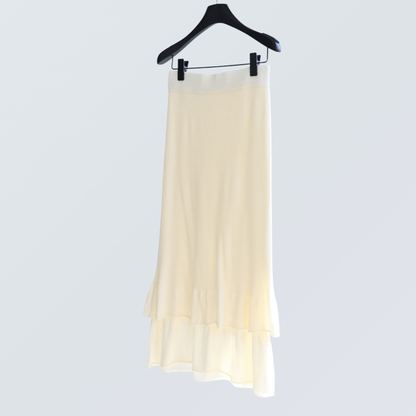 Wool Blend Henley Knit Top & Flounce Skirt Set | 3 Colors