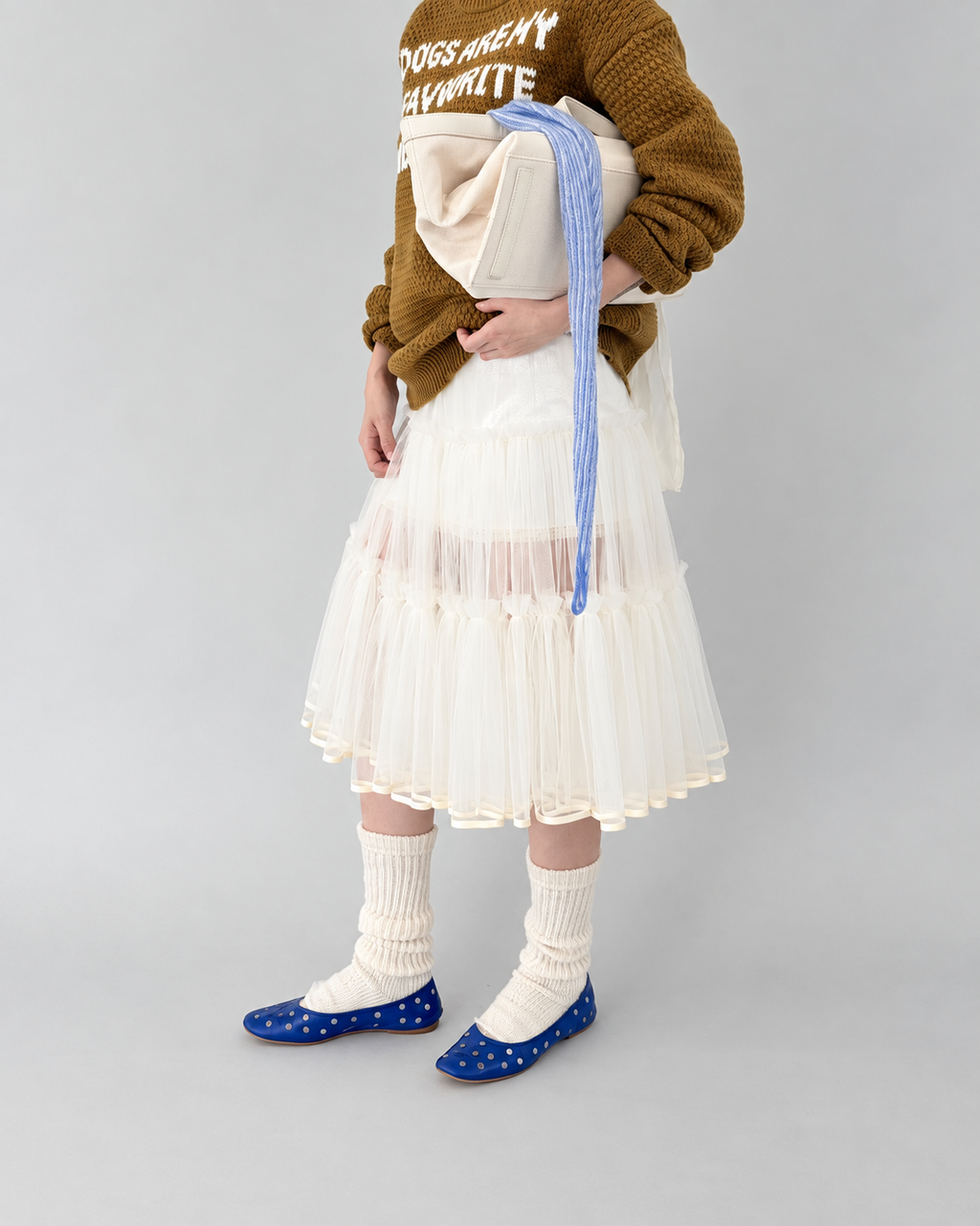 Ovina Tiered Mesh Layering Skirt | Apricot