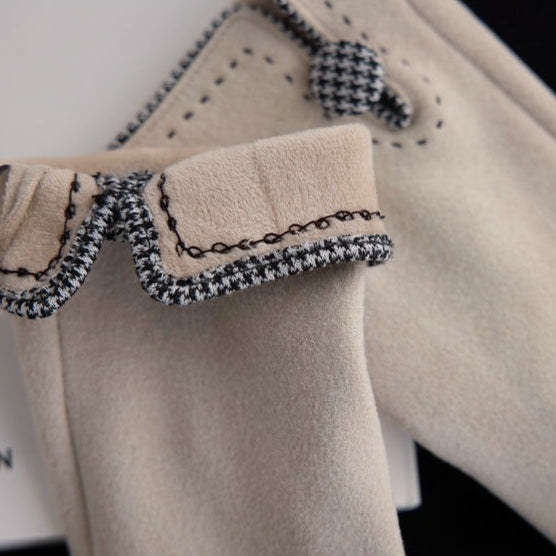 Suede Bow Touchscreen Gloves