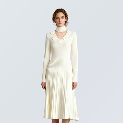 3D Floral Wool-Blend Knit Maxi Dress | 2 Colors