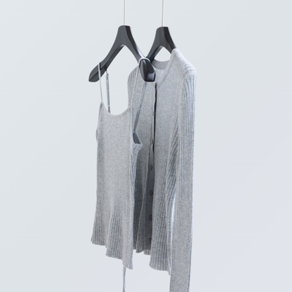 Two-Piece Knit Cardigan & Cami Set | 8 Colors