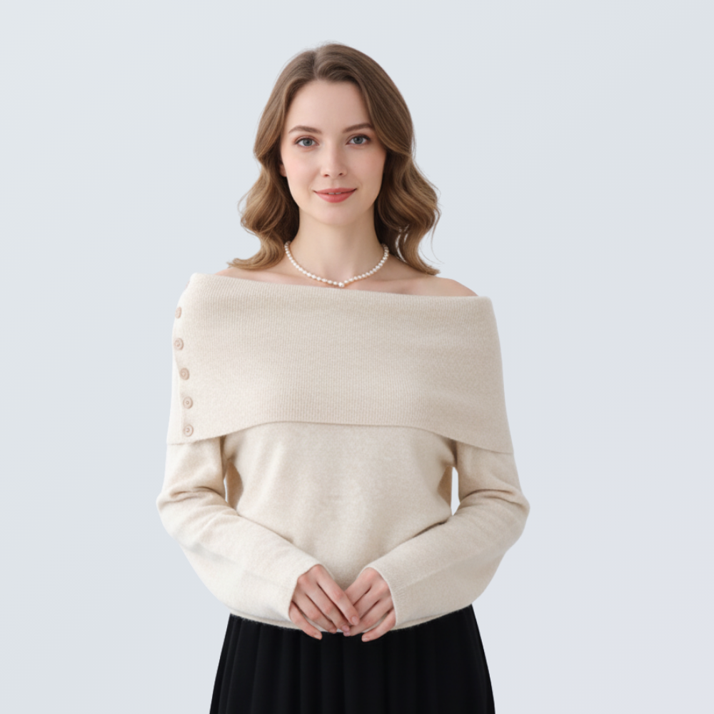 Wide Boat Neck Knit Top with Button Detail | 5 Colors