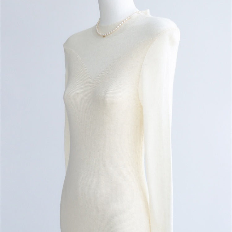 Vestido de punto acanalado acampanado de mezcla de lana merino | 4 colores