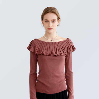 Off-Shoulder Pleated Knit Top | 5 Colors