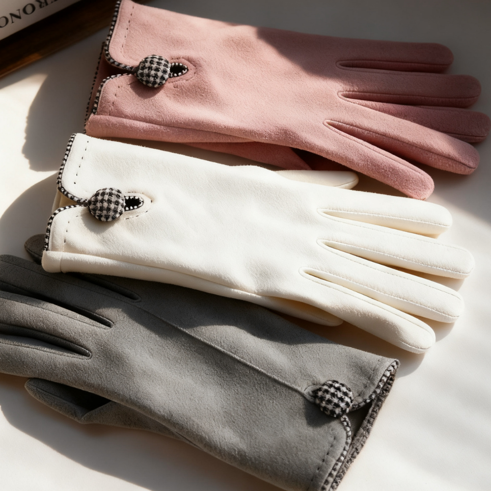 Suede Bow Touchscreen Gloves