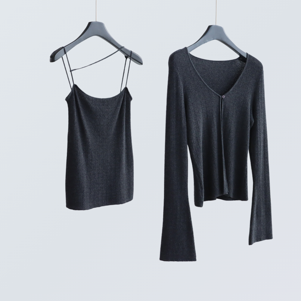 Wool Blend Knit Cardigan & Cami Set | 6 Colors