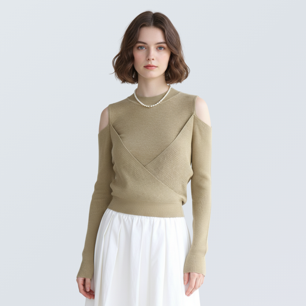 Layered Cold Shoulder Wool Knit Top | 6 Colors