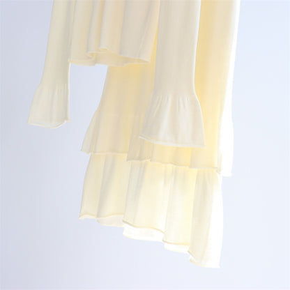 Wool Blend Henley Knit Top & Flounce Skirt Set | 3 Colors