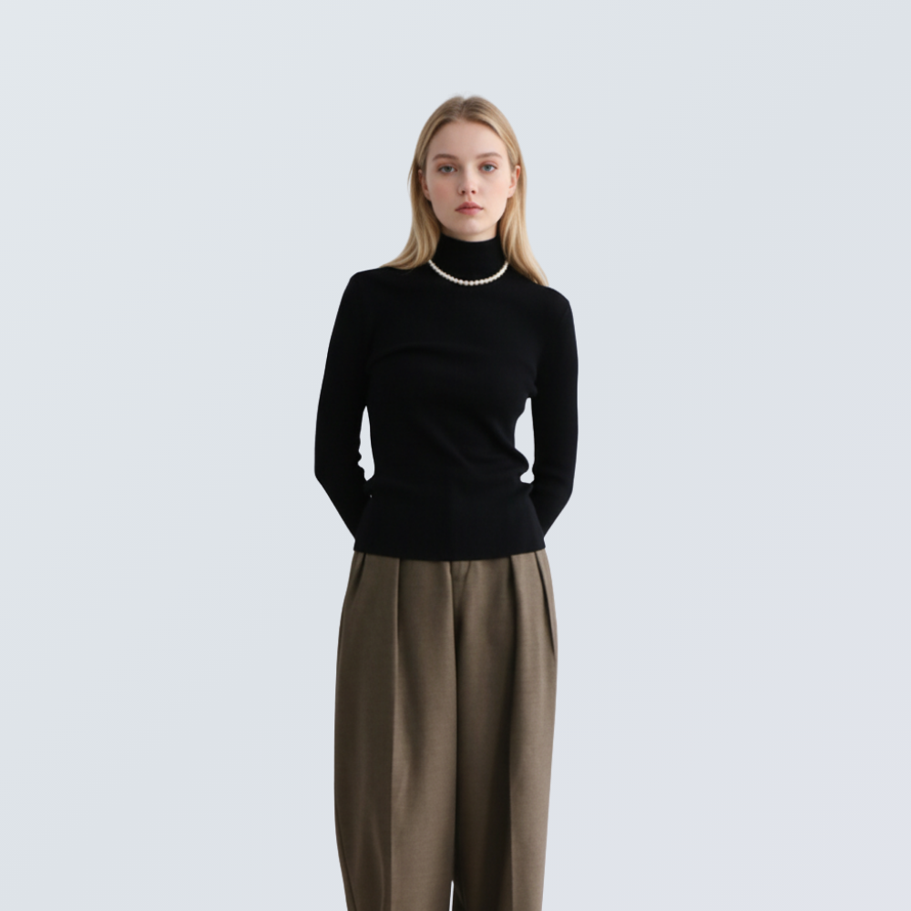 Ribbed Wool-Blend Mock Neck Top | 8 Colors