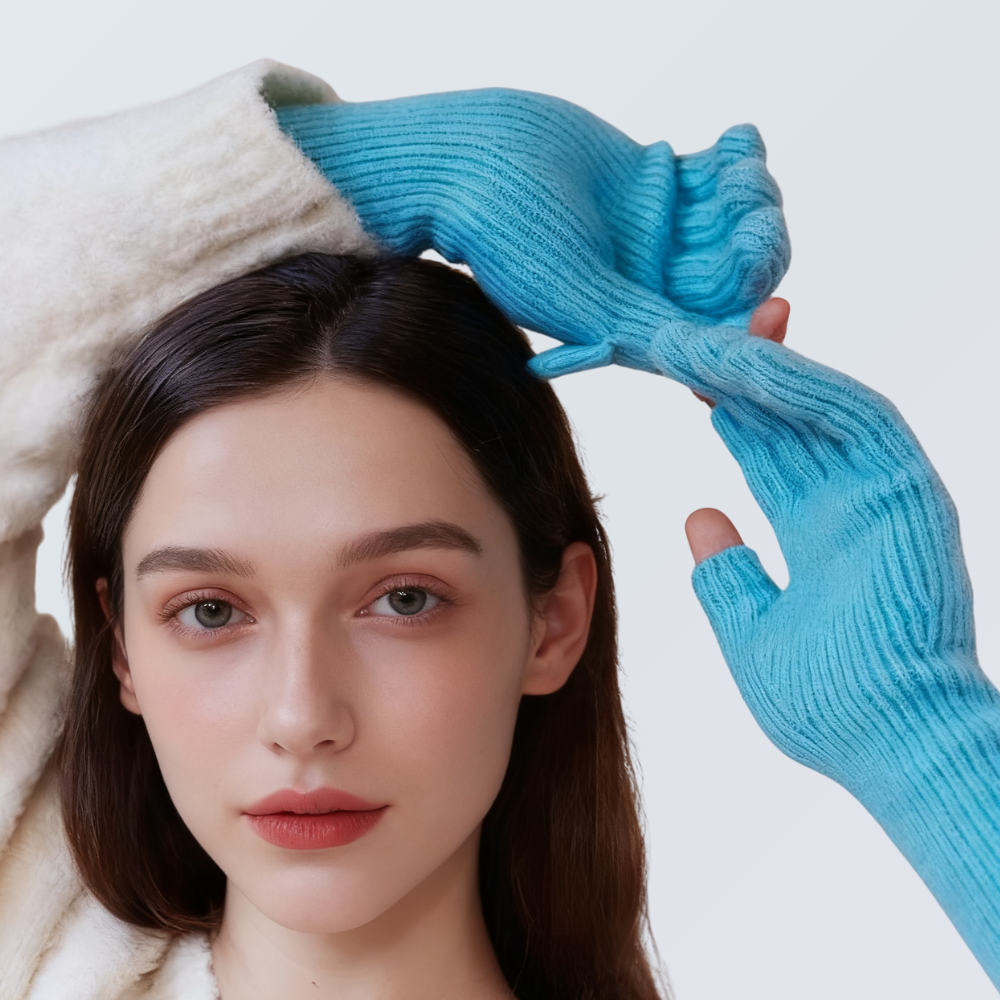 Wool-Blend Flip-Finger Knit Gloves