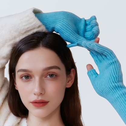 Wool-Blend Flip-Finger Knit Gloves