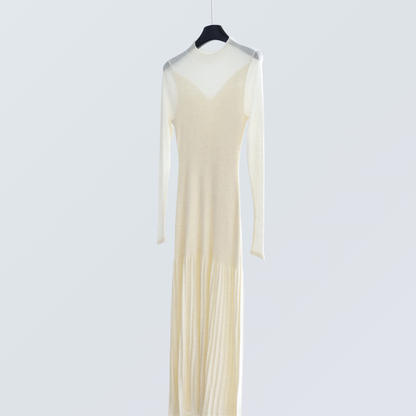 Merino Wool Blend Ribbed Flare Knit Dress | 4 Colors