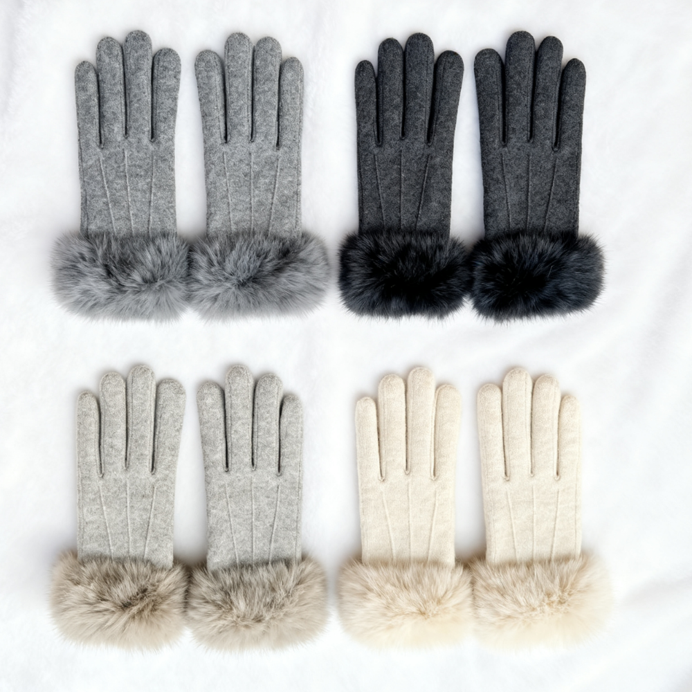 Wool & Rabbit Fur Touchscreen Gloves