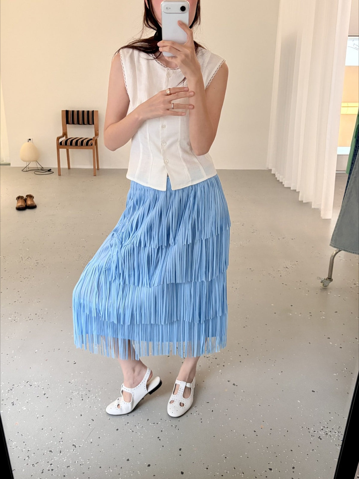 Ovina Tiered Fringe Skirt