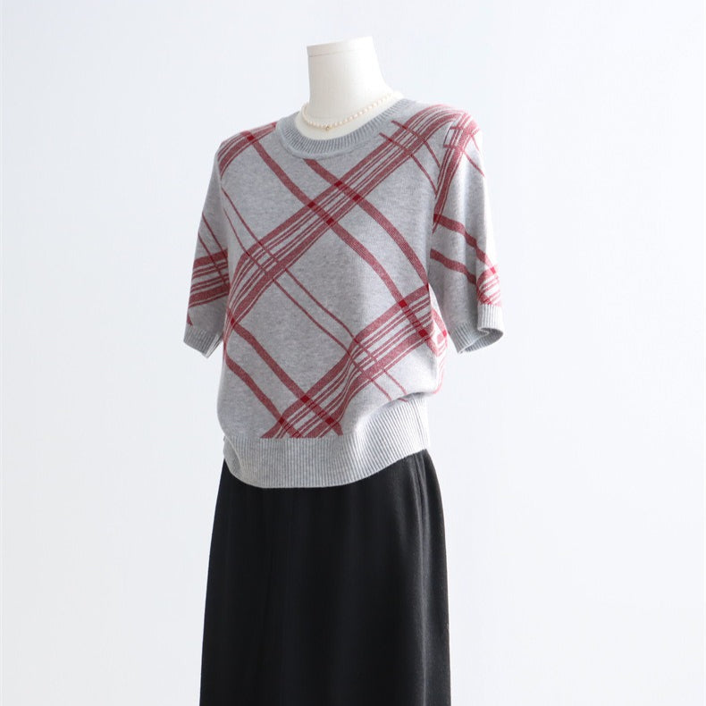 Plaid Wool-Blend Knit  Set  | 2 Colors