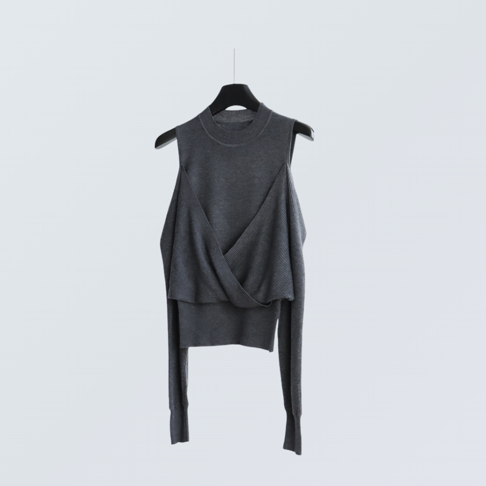 Layered Cold Shoulder Wool Knit Top | 6 Colors