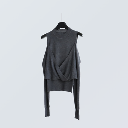 Layered Cold Shoulder Wool Knit Top | 6 Colors